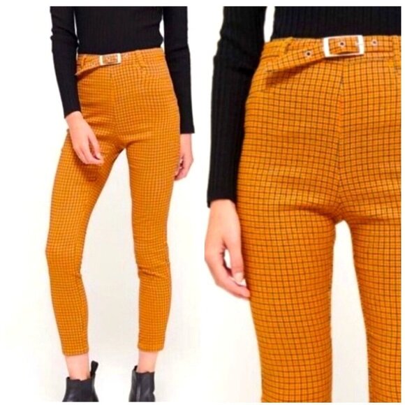 Urban Outfitters Pants Women 6 Orange Neve Belted High Waist Cigarette Skinny - Picture 1 of 12